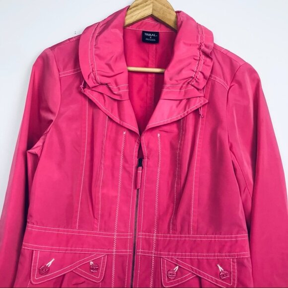 Tribal women Coral  pink Zip-Up Windbreaker jacket - Picture 8 of 14